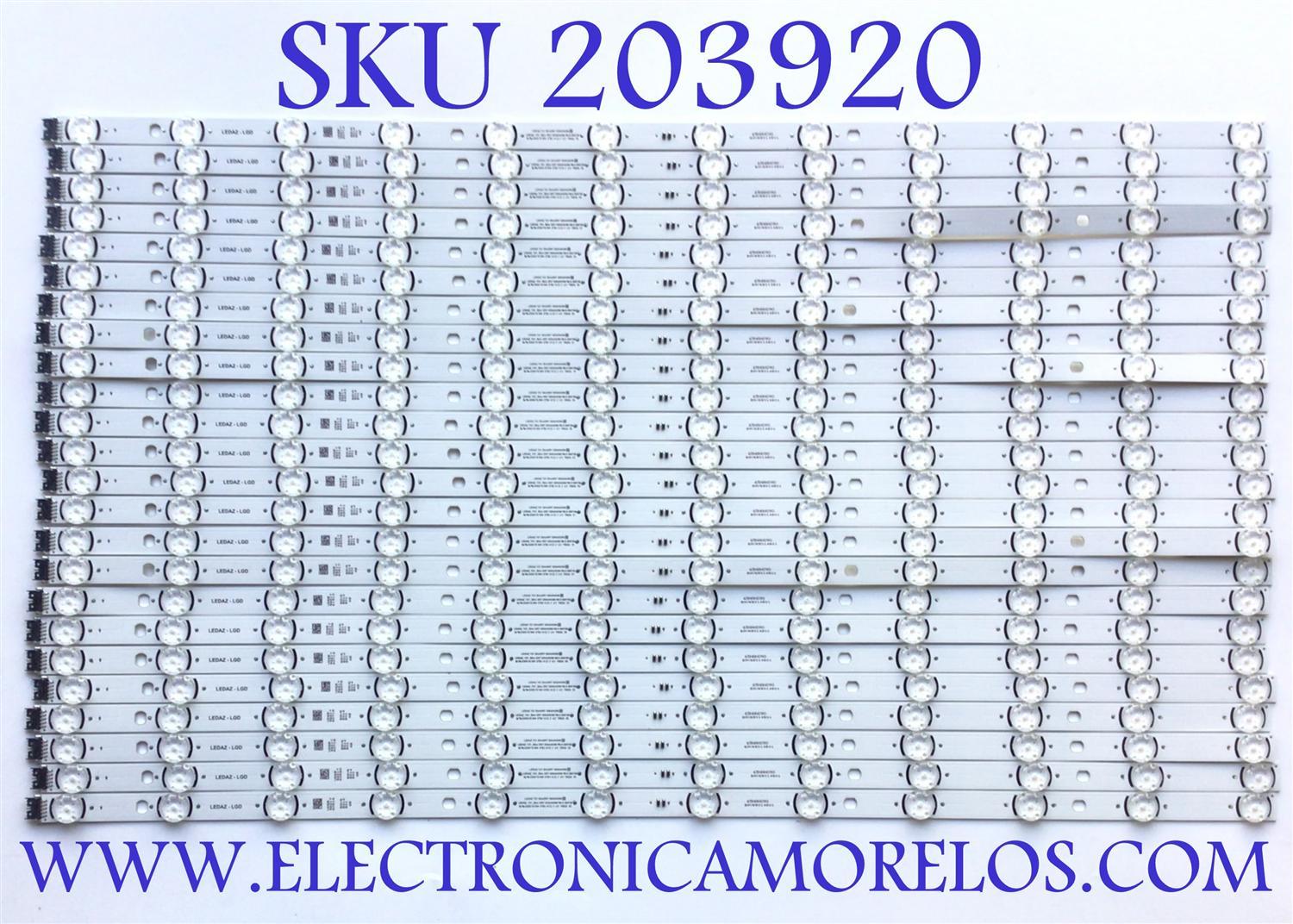 KIT DE LED'S PARA TV LG NANOCELL ((24 PIEZAS)) / NUMERO DE PARTE EAV65014501 / 65NANO90 / LEDAZ Y21 SLIMDRT 65NANO90 M / LEDAZ_Y21_SLIM DRT 65NANO90 R0.0 200728 / LEDAZ-LGD / PANEL NC650DQB / DISPLAY LC650EQP / MODELO 65NANO90UPA / 65NANO90UPA.BUSYLKR